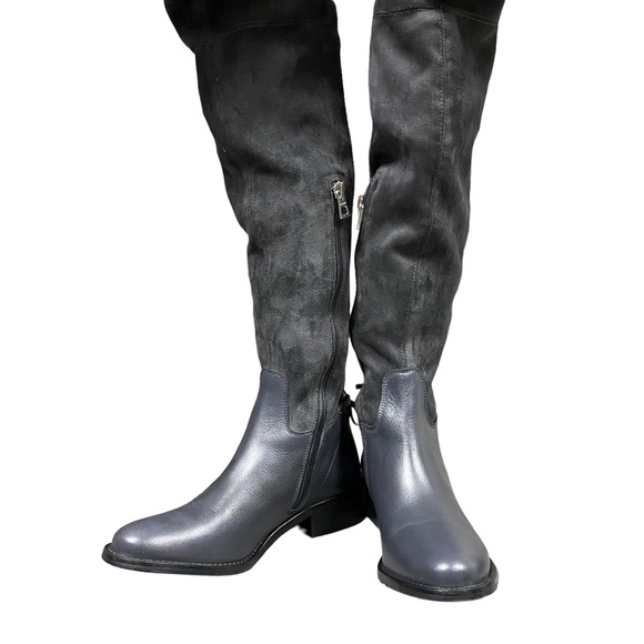 RUDSAK - Navy Blue leather & micro suede knee high riding boots with zip closure - Picture 6 of 16